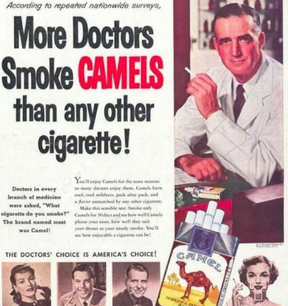 Na začiatku 50. rokov 20. storočia sa cigarety skutočne propagovali ako zdraviu prospešné